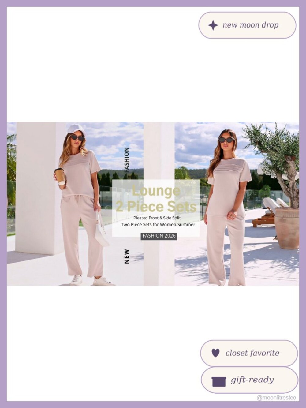 Two Piece Set Short Sleeve Top Wide Leg Crop Pants Lounge Travel - Picture 6 of 6